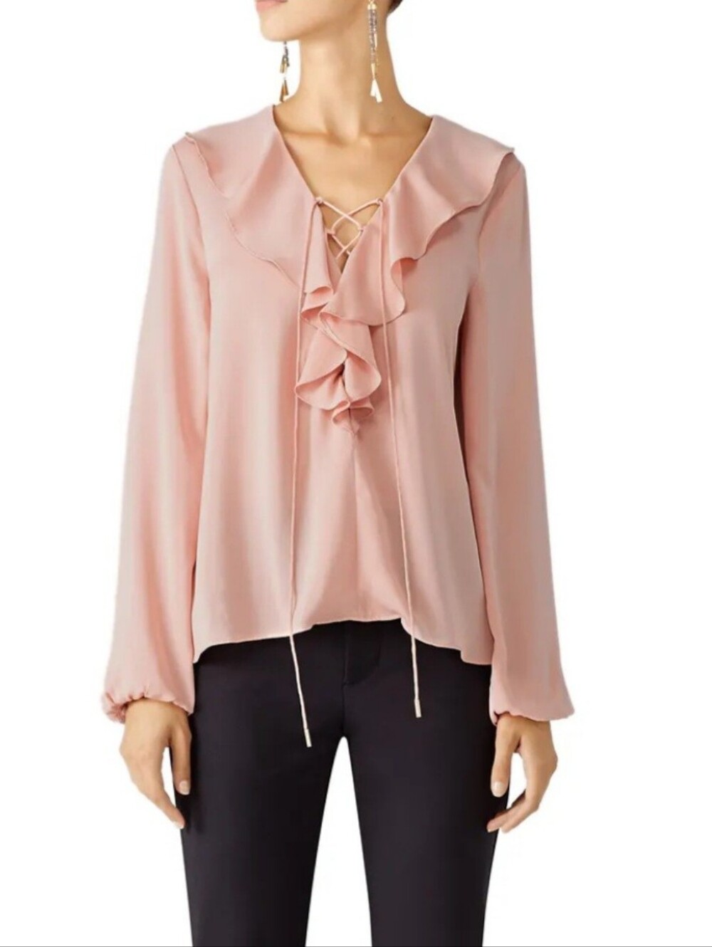 L'Academie Pale Orchid ruffle top Small